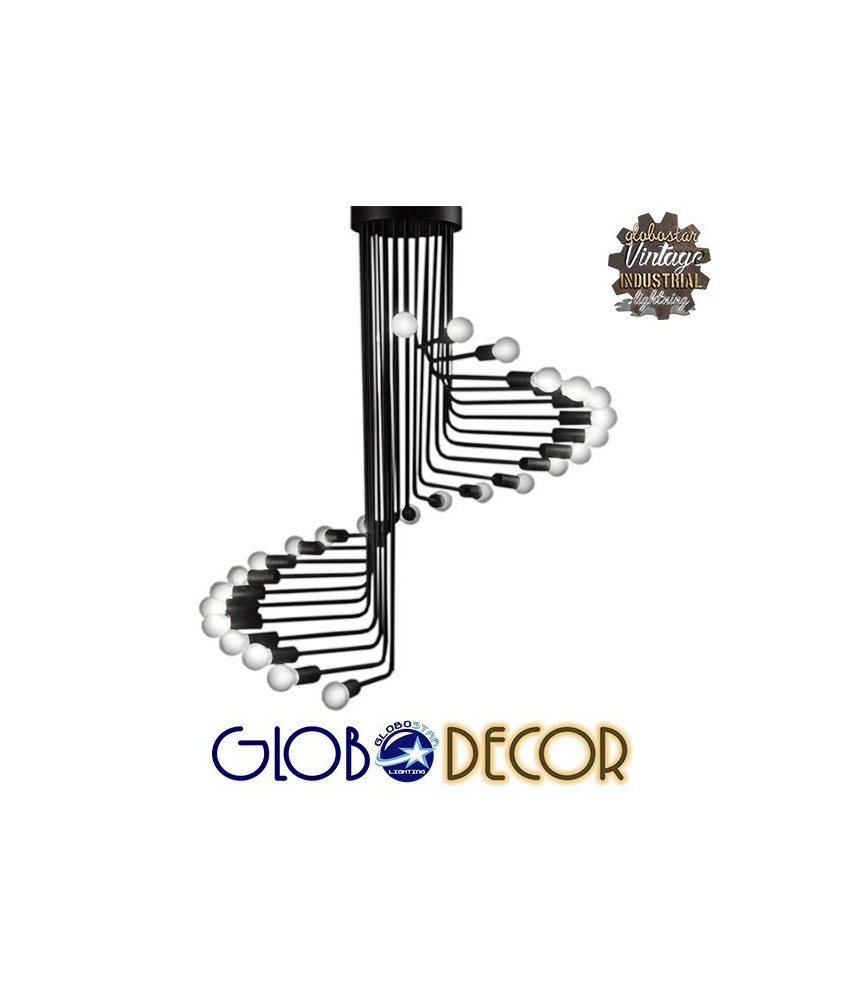 GLOBOSTAR® STAIRS 01024 Μοντέρνο Φωτιστικό Οροφής με Ντουί 26 x E27 AC 220-240V IP20 - Μαύρο - Μ80 x Π80 x Υ95cm